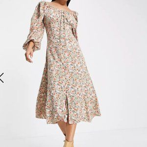 Missguided Midi puff sleeve dress